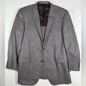 Hickey Freeman 46L USA Wool Cashmere Unlined Charcoal Birdseye Tweed Blazer